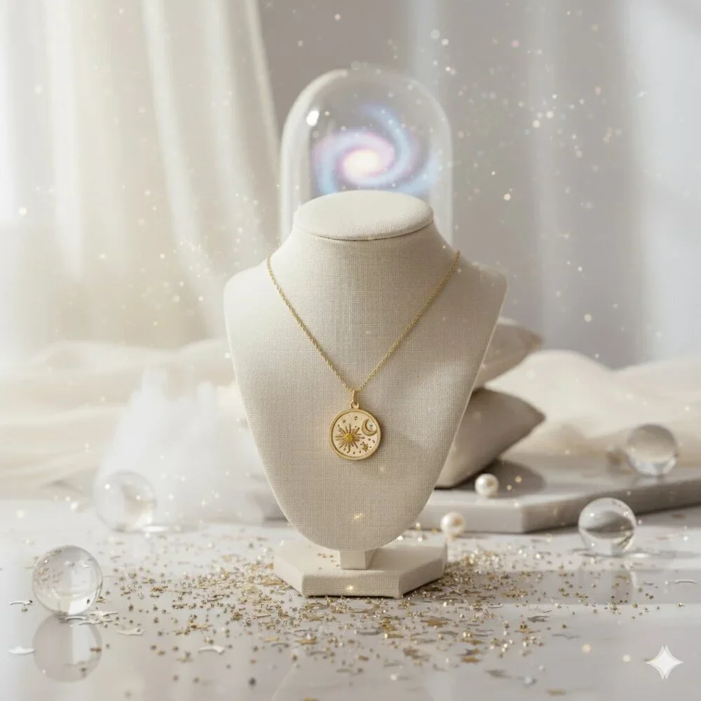 Gold Sun & Moon Pendant Necklace - Women Jewelry